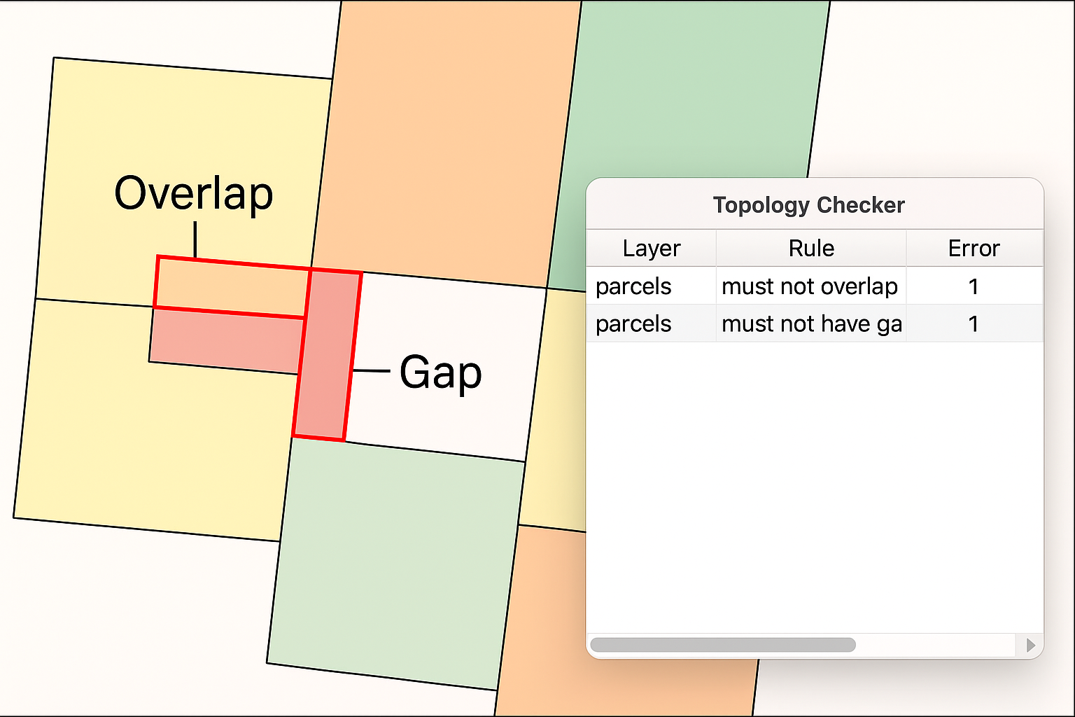 an actual image or diagram showing overlapping and gapped polygons