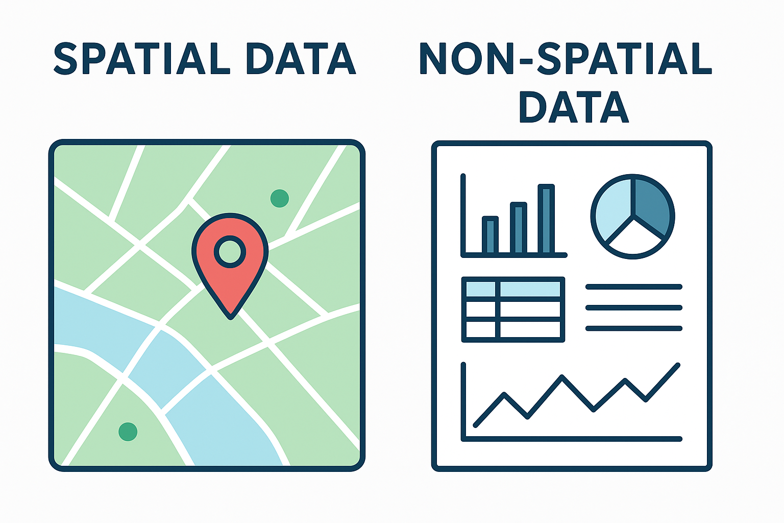 Difference between Spatial Data and Non spatial Data in GIS